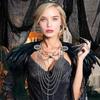 Women's Black Feather Shawl Cape Gothic Feather Shrug Poncho Collar Witch Cosplay
