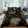 Pineapple Duvet Cover Set Black Gold Pineapple Bedding Set Polka Dot Comforter Cover Boys Girls Luxury Quilt Cover Full Queen