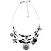 [Q1306] - Black Silver 'Acapulco' Designer Necklace - 3 Rows