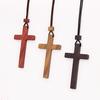 Mahogany Ebony Wood Cross Necklace Crafts Pendant Fashion Christian Wood Art Accessories