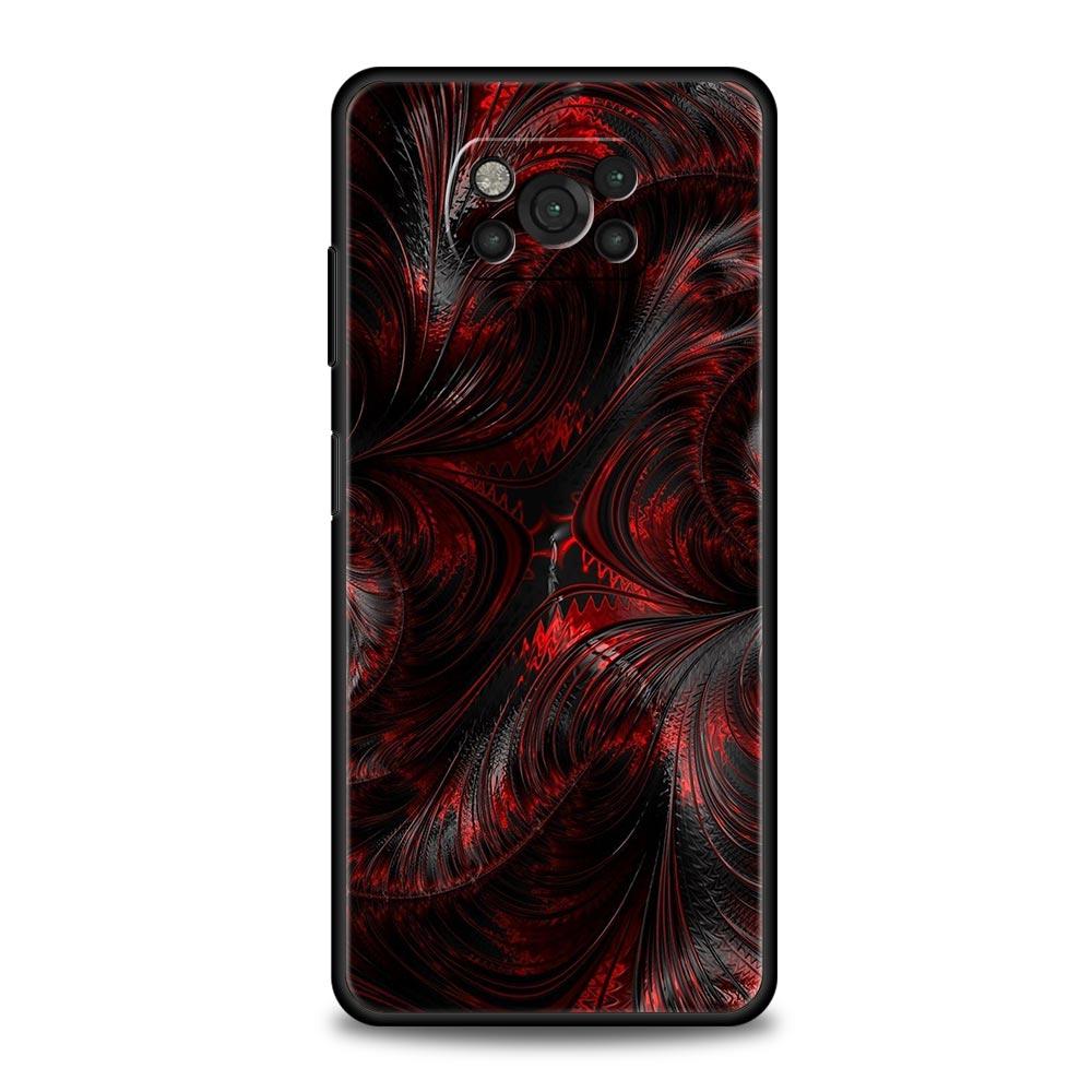 Black Red Ripple Art Phone Case for Xiaomi Poco F7 F6 F5 F4 F3 X6 X5 X4 X3 NFC F7 Ultra M4 C51 C55 GT 5G Soft TPU Cover Fundas