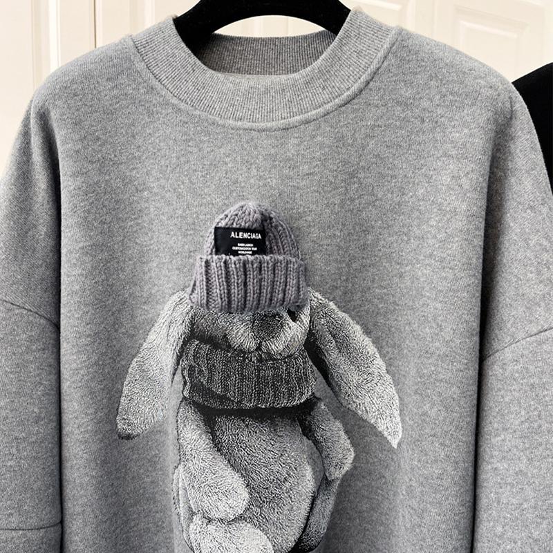 Толстовка женская мода трехмерное украшение плюс флисовый повседневный свободный топ с медведем