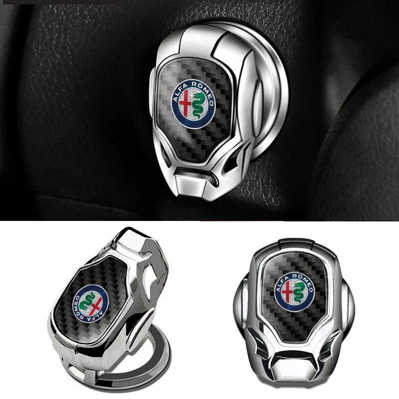 Car Switches Button Engine Start Stop Metal Protective Ring Cover For Alfa Romeo Giulia Stelvio Junior Tonale 33 Stradale 4C Giu