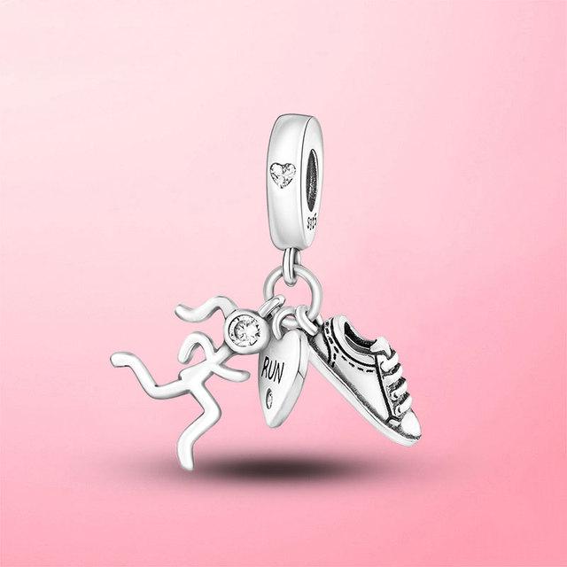 New 925 Sterling Silver Red Enamel High Heels Shoes Dangle Charm Fit Fashion Bracelet Necklace Original Jewelry Making