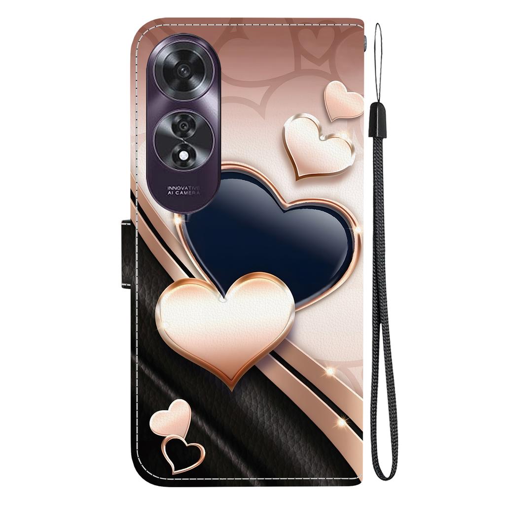 Чехол-книжка из искусственной кожи ручной работы для Oppo A60 4G, противоскользящий, противоударный, с ремешком на запястье и дизайном в виде сердца/розы/кошки