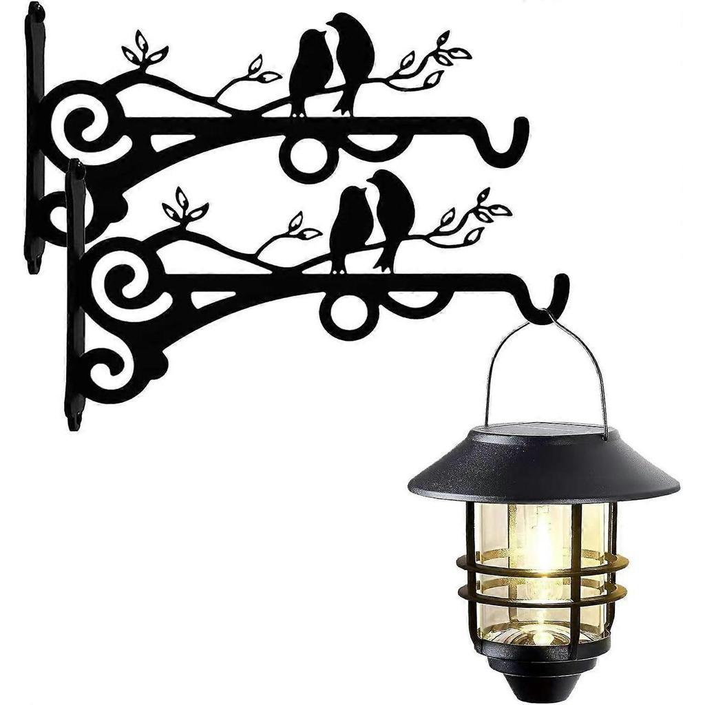 2PCS Rustproof Iron Hooks Hanging Basket Bracket - Outdoor Wall Hangers for Planters, Wind Chimes & Bird Feeders