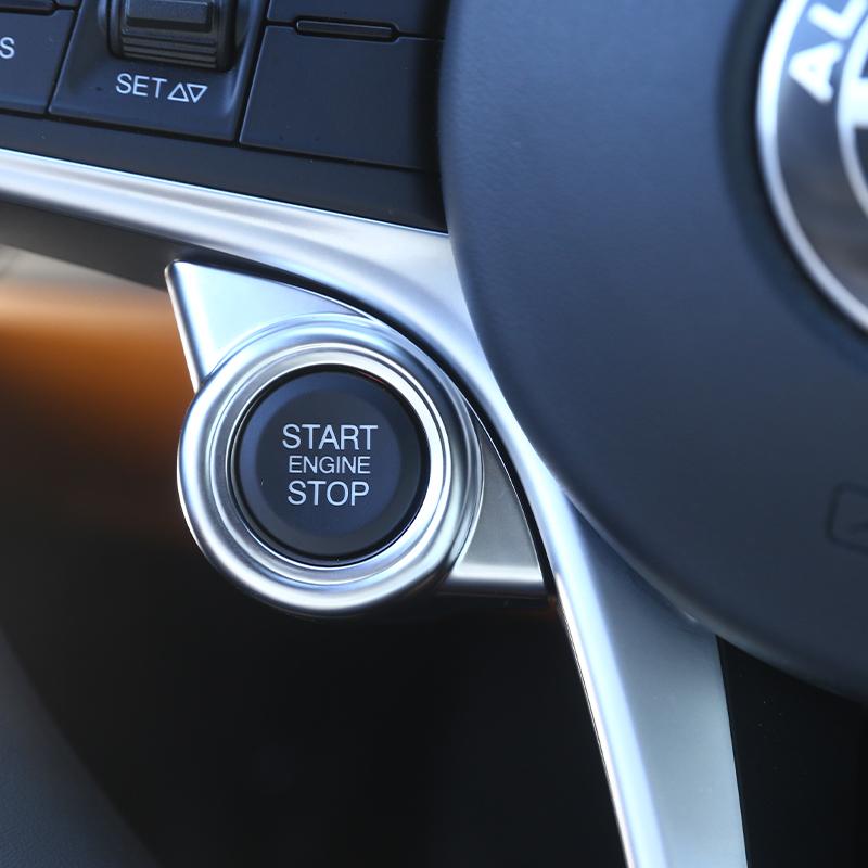 Автомобильный двигатель One Start Stop, кнопка, рамка, крышка, наклейка на ключ зажигания, накладка для Alfa Romeo Giulia Stelvio 2017-