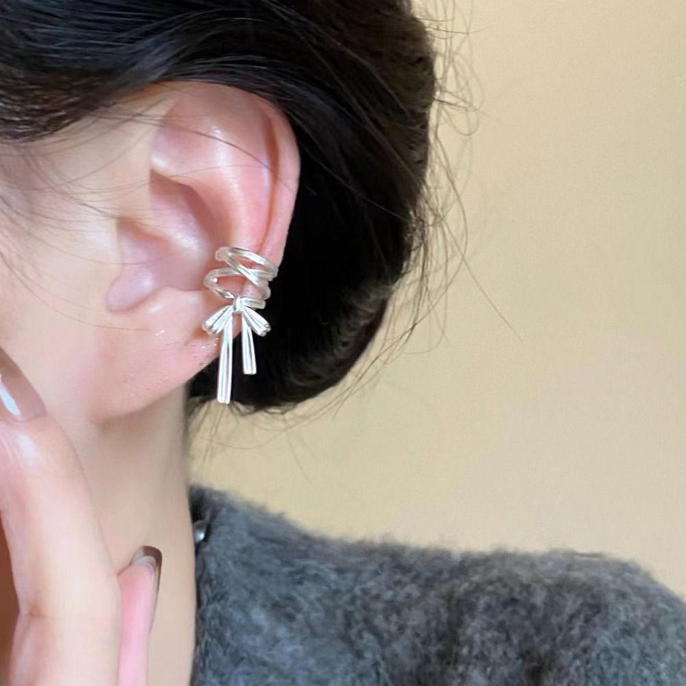 Непрокалываемые ушные манжеты-бантики на шнуровке Харадзюку Серьги-бантики Винтажные Ушные манжеты-ленты в стиле Balletcore Девочки