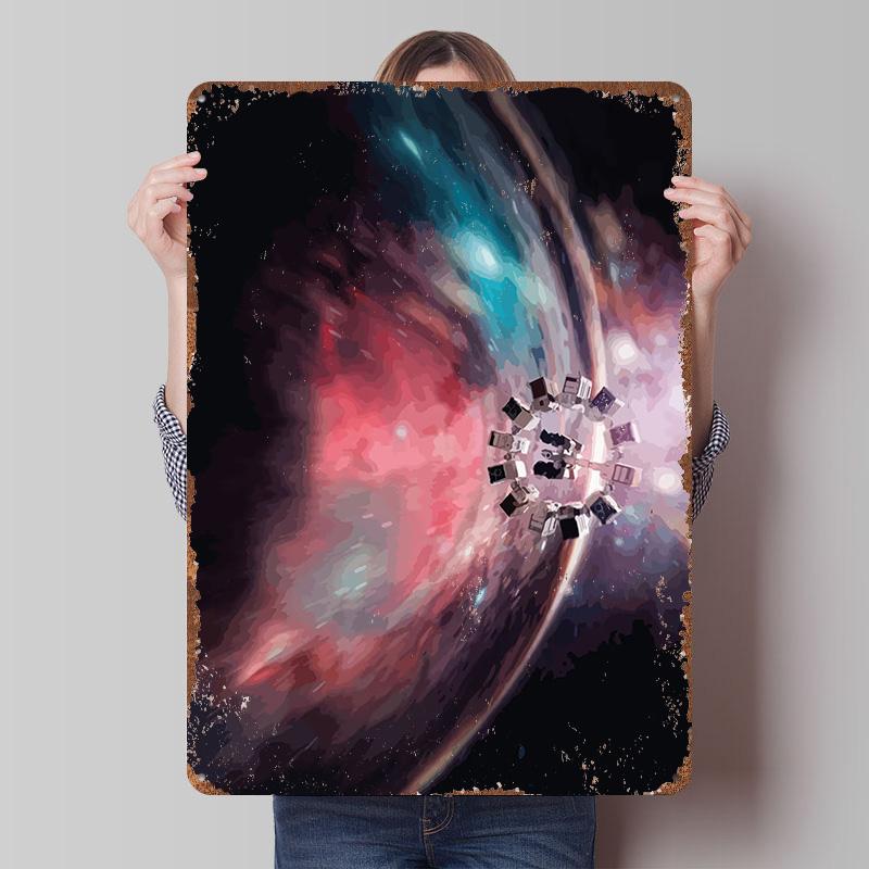 Interstellar Poster Customized Wall Art Vintage Metal Signs Retro Tin Plaque for Man Cave Bedroom Decoration Room Bathroom Decor