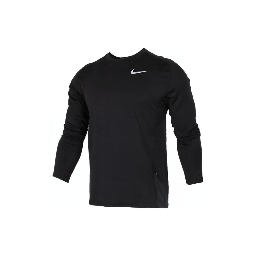 Nike Футболка с круглым вырезом и длинным рукавом с логотипом. Мужские топы, черные 857828-011