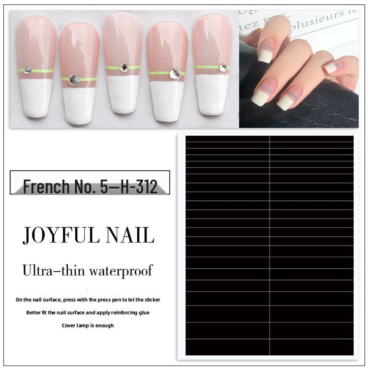 French Tip Nail Art Stickers - Crescent & V-Shaped Black Gel