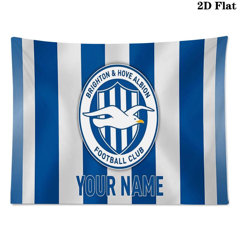 Custom Name Brighton & Hove Albion Printed Tapestry – Wall Hanging for Bedrooms, Dorms, and Home Decor