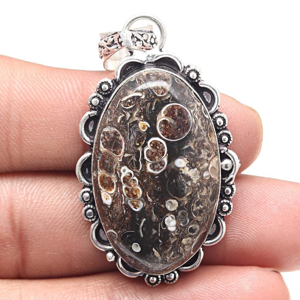 Pendant Turtella Jasper Gemstone Valentine'Day Gift Silver Jewelry 2"