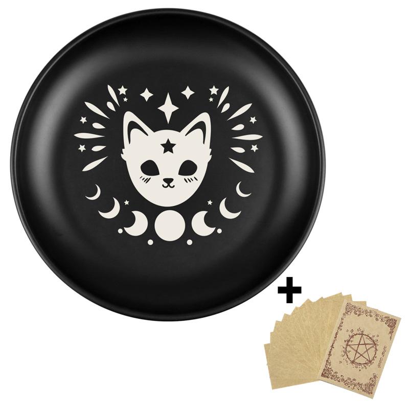 5.5inch Decorative Jewelry Dish Moonphase Decorative Tray Multiple Use Storage Plate for Crystal Sage Ritual Incense Holder Tray