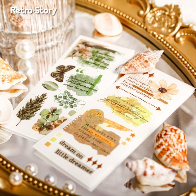 Переводная наклейка с растительным узором для DIY-журнала, блокнота, декора
