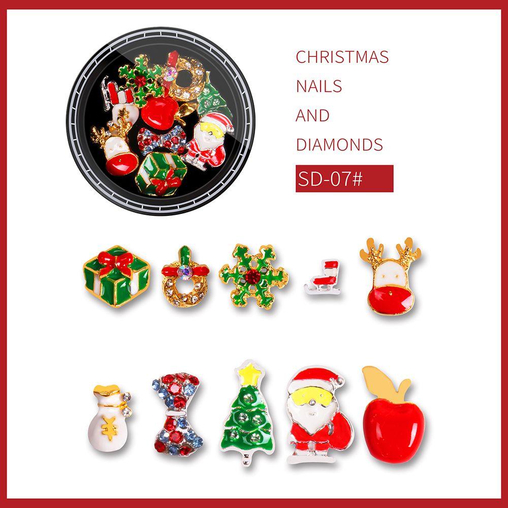 Xmas Tree Santa Manicure Decor Nail Art Decoration Nail Supplies Jewelry Christmas Nail Rhinestone