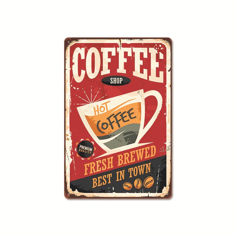 Coffee Shop Metal Sign Vintage Tin Sign Plaque Metal Vintage Wall Decor for Coffee Bar Cafe Retro Metal Posters Iron Painting