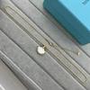 European & American T-shaped Gold Round White Mother-of-Pearl Turquoise Necklace - High-End, Colorfast Clavicle Chain