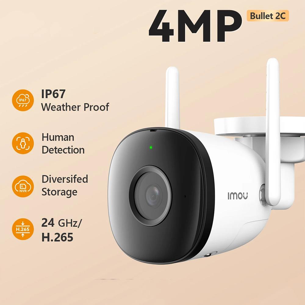 Bullet 2C 2MP 4MP Wifi камера Автоматическое отслеживание Всепогодный AI Обнаружение человека Уличная камера наблюдения IP