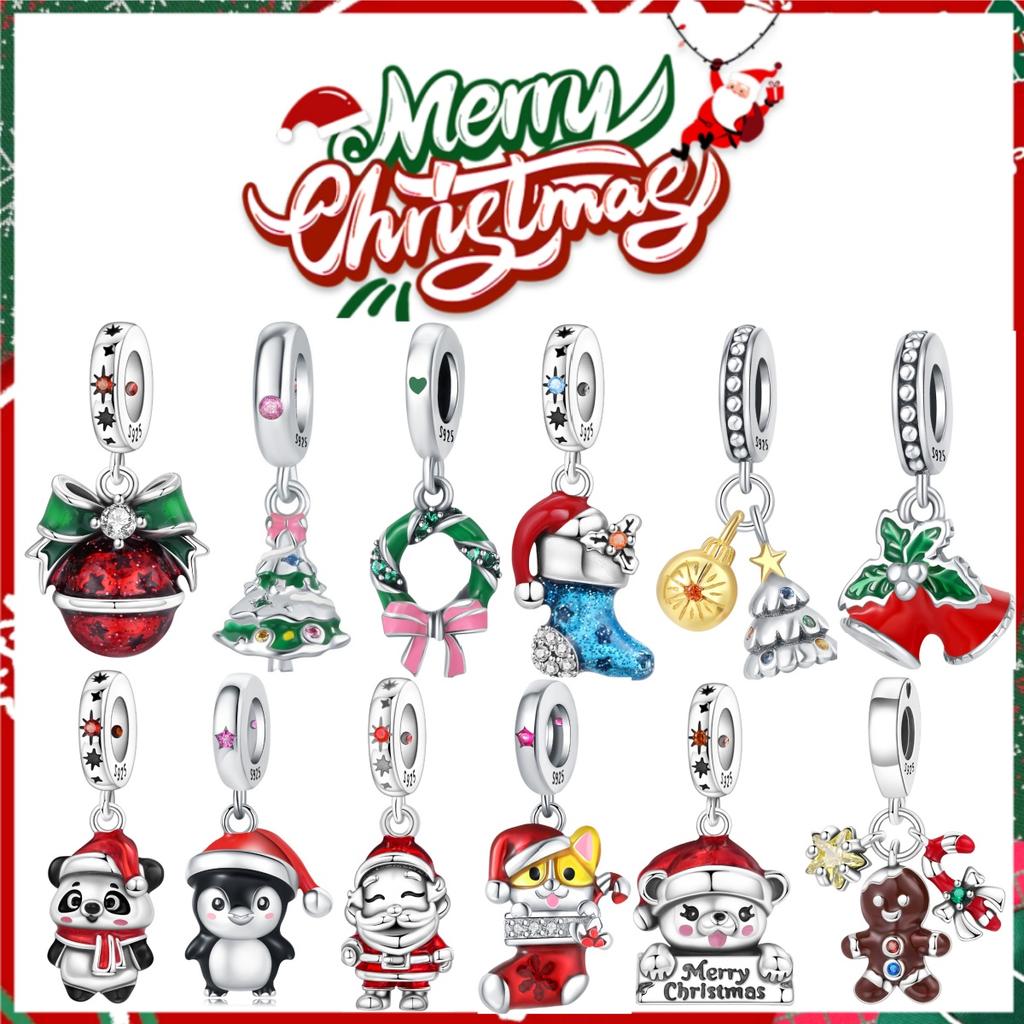 Orstarry 925 Silver Christmas Bell Pendant Beads Original Pendants Bracelet Charm Jewelry Party DIY Trendy Gifts