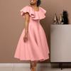D367 European & American Summer Fashion Women's Ruffled Banquet Dress