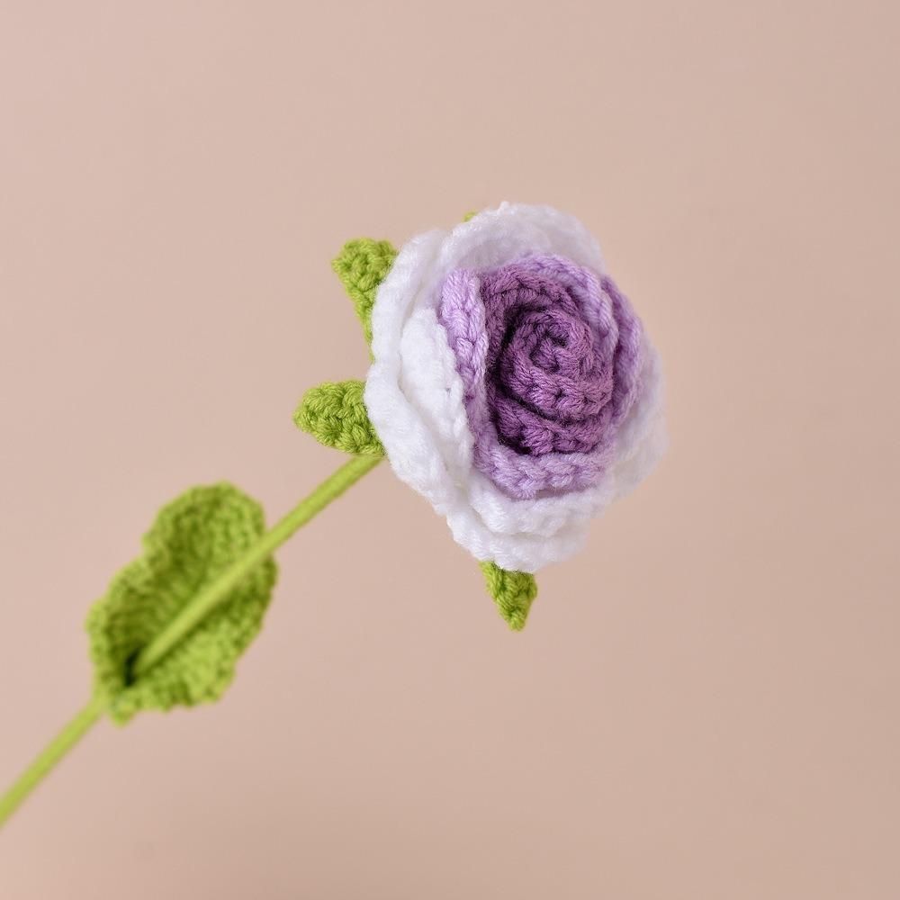 Finished Artificial Flowers Handmade Crochet Bouquet Decoration Braided Fake Flowers Holiday Gifts