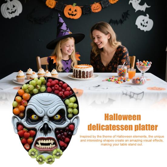 Halloween Charcuterie Board Wooden Serving Tray with Spooky Theme Cheese Appetizer Platter for Parties Unique Gift for Food Lovers