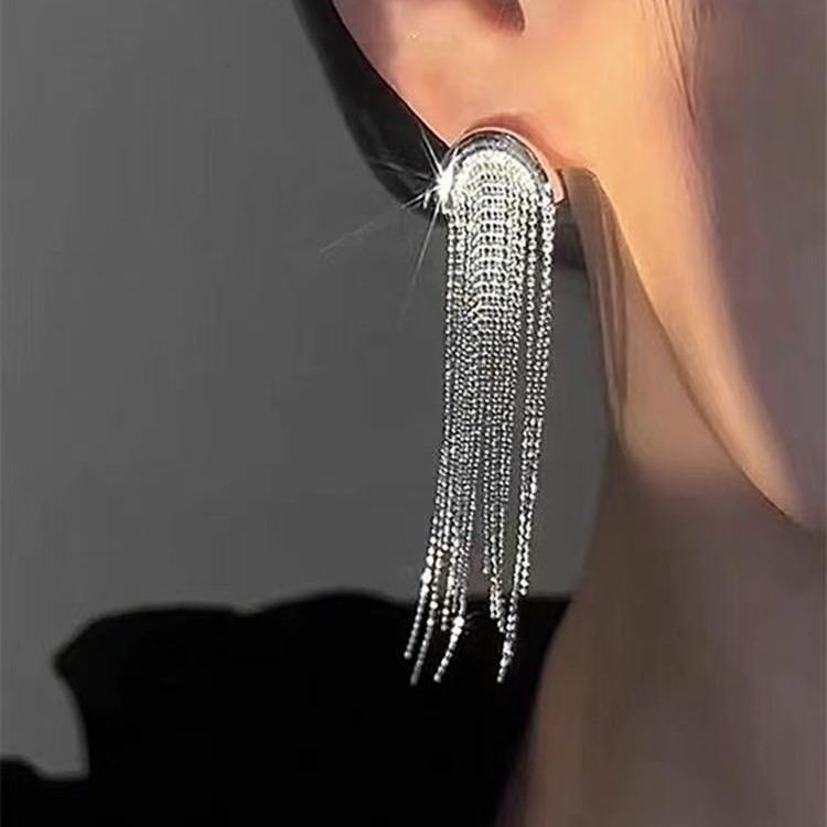 Temperament, Long Style, Slimming Tassel Earrings, Female Earrings, Cool Style, Light Luxury, Versatile Earrings, Personality Trend