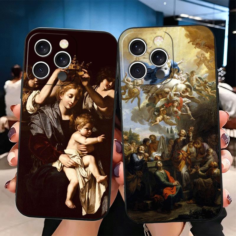 Эстетика Возрождения Искусство Живопись Мягкий Чехол для Телефона для iPhone 16 16E 17 Air 15 Pro Max 14 Plus 13 Mini 11 12 7 Черный Защитный Задний Чехол