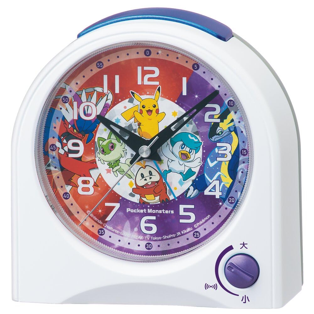 Seiko Clock Alarm Table Character 115 x 115 x 55 CQ425W Clock, Clock, Design, Pokémon, White, mm,