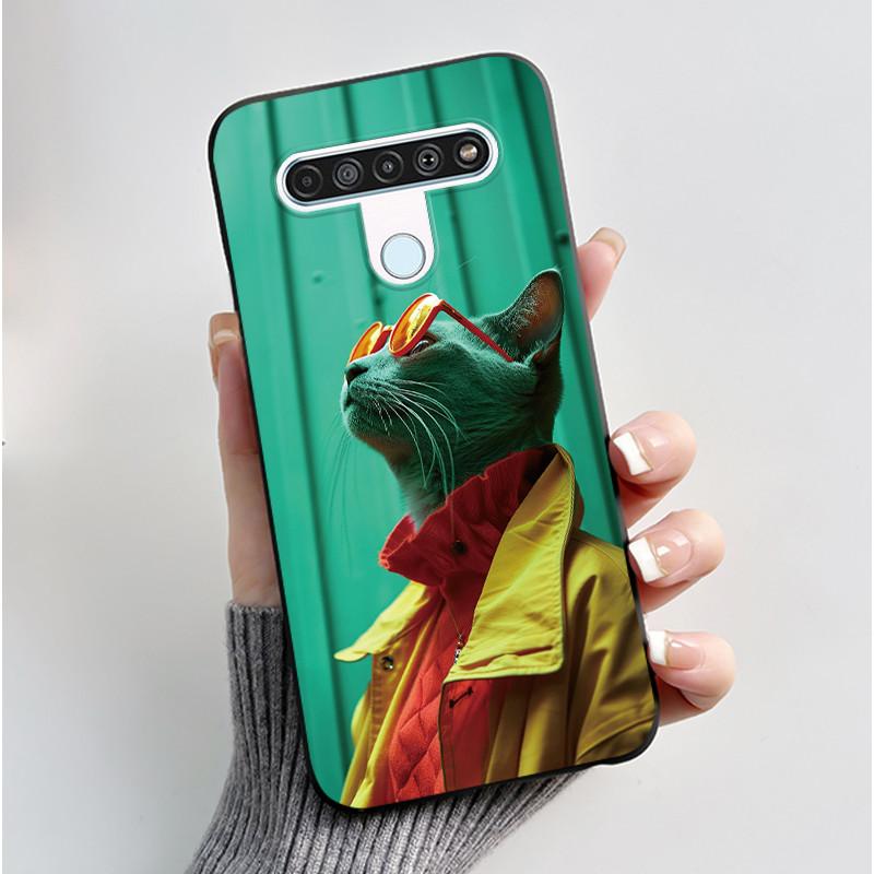 Милый Чехол Для LG Q61 Чехол Для LG K61 Чехол Для LG Q70 Чехлы Печатный Корпус Защитная Крышка Мягкий Силикон Мультяшный Черный Корпус