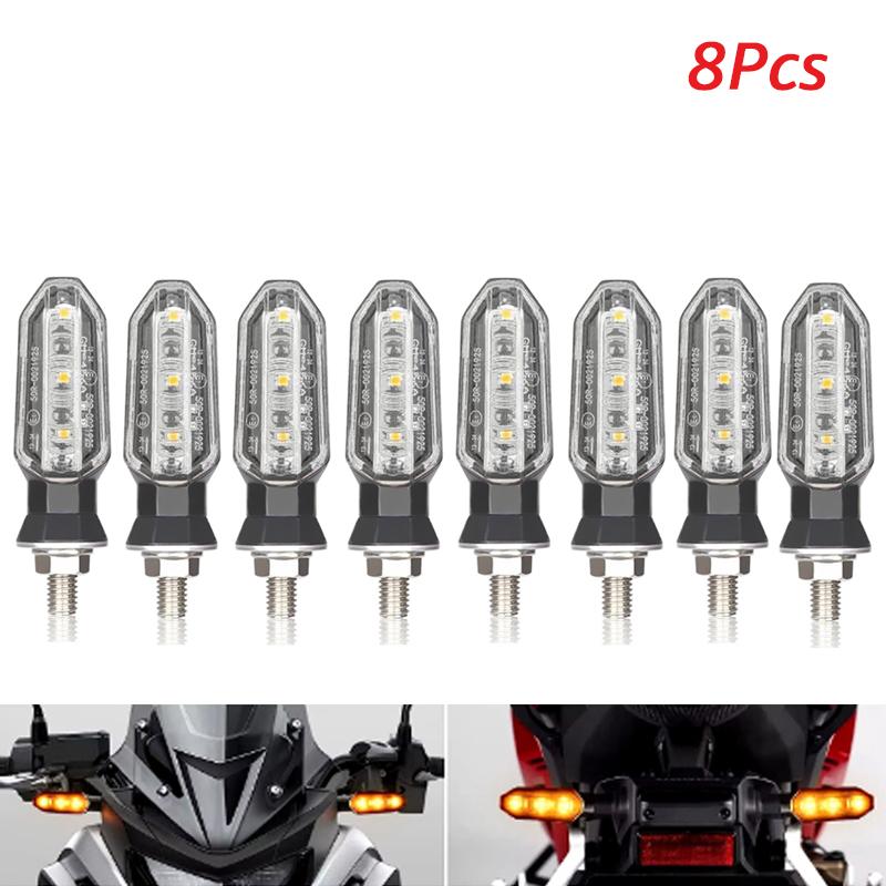 Светодиодные поворотники для мотоцикла 8 мм Мини мигающий свет для Honda CBR500R CBR650F CB500X CRF250L MSX125 12 В Мотоциклетный указатель