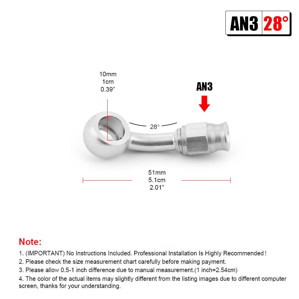 Stainless Steel AN3 to M10x1 Banjo Bolt Fitting For Motorcycle Motor Bike Scooter Hydraulic Brake Hose Line