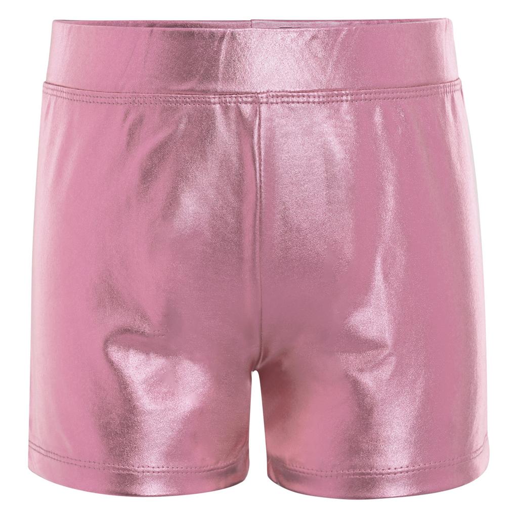 Girls Metallic Elastic Waistband Shiny Hot Pants Stage Performance Competition Dance Shorts