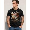 Мужская винтажная графическая футболка Hot Rod Hustlers, с коротким рукавом, с круглым вырезом, из мягкой смесовой хлопковой ткани, с принтом ретро-автомобиля, для повседневной носки