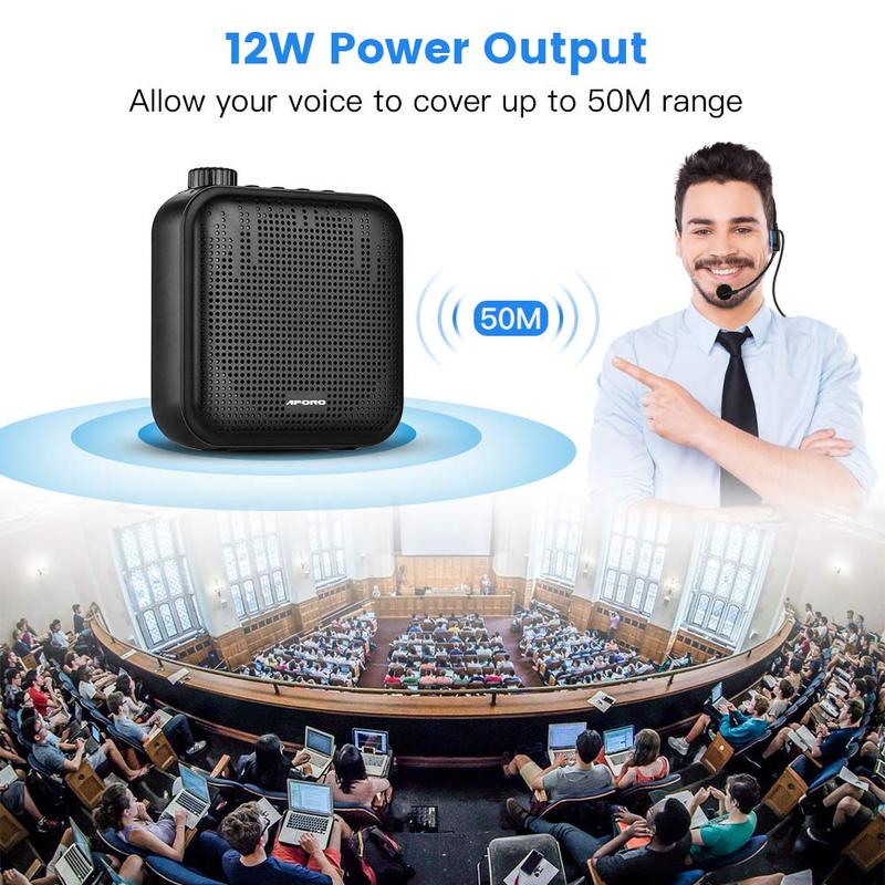 Voice Amplifier Portable Personal Voice Speaker with Microphone Display U disk TF Card playback Surround Sound for Teachers Speech tour guide