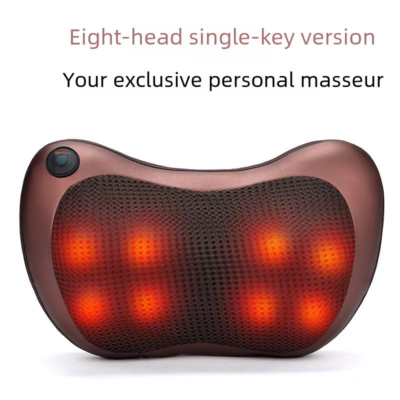 Electric Eight-Head Kneading Neck and Shoulder Massager Pillow for Home and Car