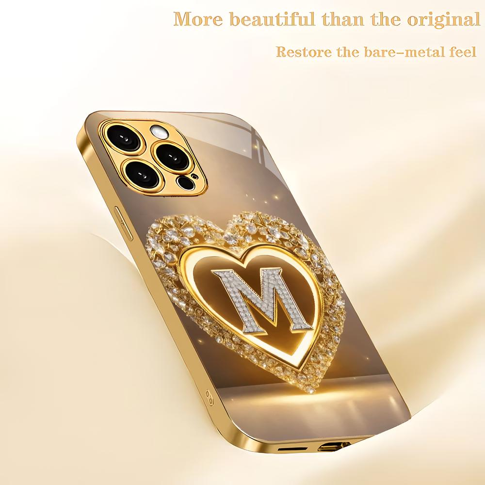 Креативный стеклянный чехол для телефона с покрытием M, подходящий для iPhone 17 16 15 14 13 12 11 Pro/Max/Plus, противоударная задняя крышка