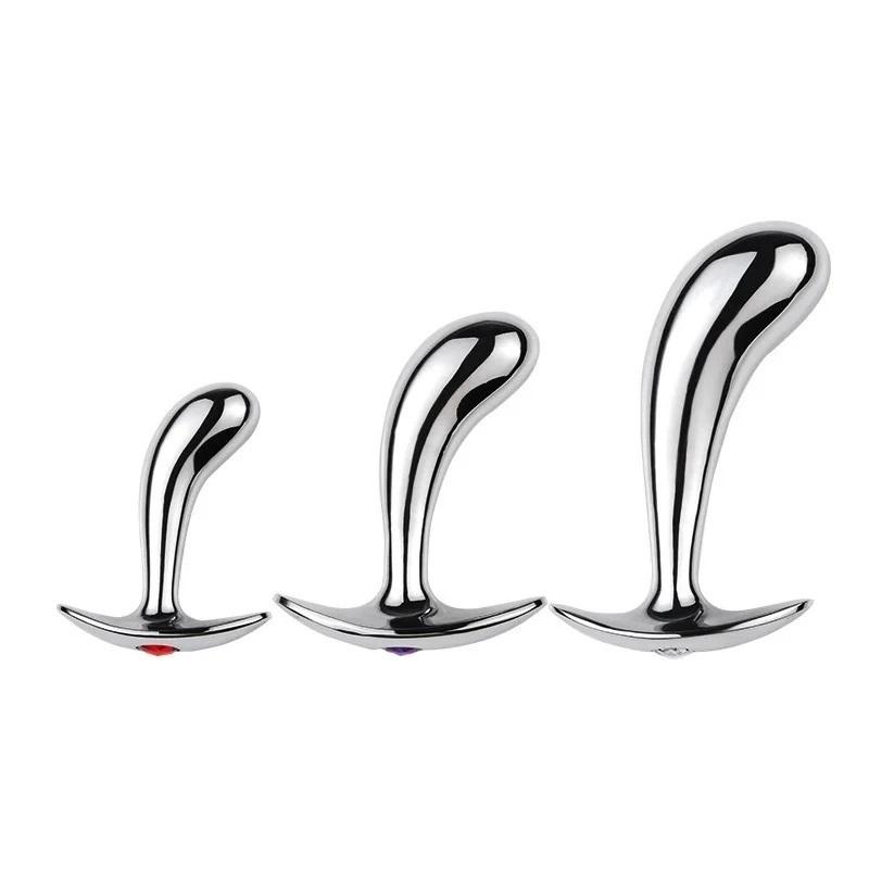 Rose Gold Rainbow Metal Anal Beads Butt Plug Set Colorful Crystal Mini Small Medium Large Anal Plug Jewelry Sex Toy Insert