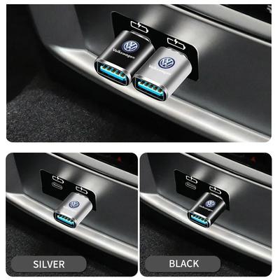 Мини-конвертер-адаптер для зарядки от Type-C к USB для автомобиля с логотипом Для Volkswagen Golf-5 6 7 Bora Jetta POLO MK6 Bora Passat B5 B6