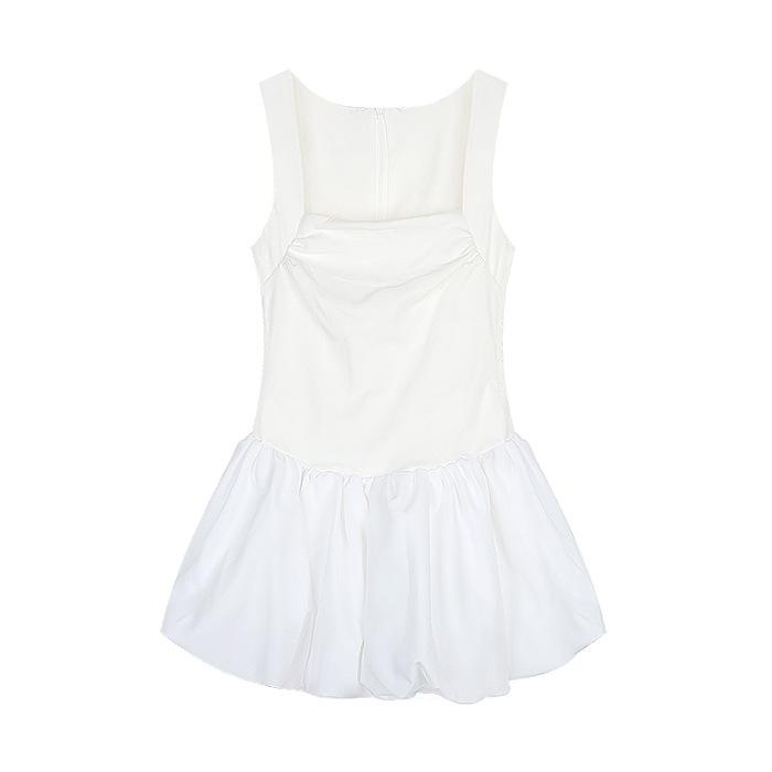 Белое платье на бретелях в балетном стиле для женщин Летом Новый стиль С завышенной талией Юбка А-силуэта Чтобы они выглядели стройными и пышными Короткая юбка