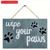 1pc 2D Flat Wooden Sign 30*20cm Hanging Plaque "Wipe Your Paws" with Paw Prints Home Decor, Wall Decor, Farmhouse Style, Perfect for Pet Lovers