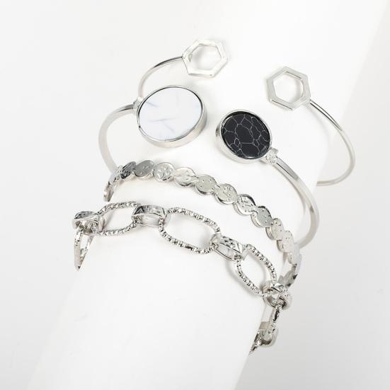 4 шт./компл. набор женских браслетов с мраморным отверстием, регулируемая длина, сплав, зажим-лобстер, ретро полая цепочка, женский браслет, набор, наручные выпускные повседневные украшения