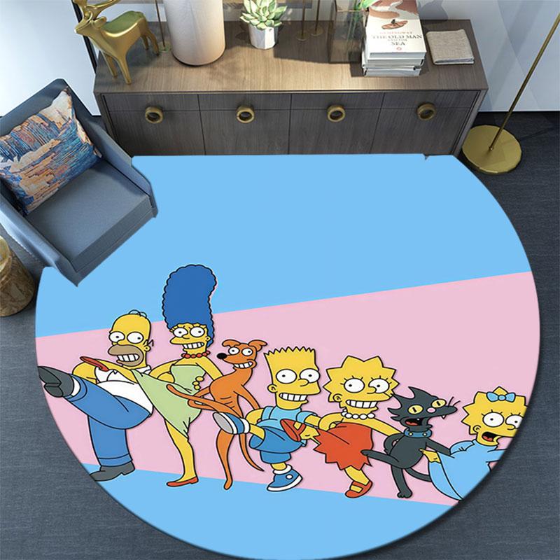The Simpsons Cartoon Poster pattern round rug,Carpet Rug for Living Room Bedroom Playroom ,Non-slip Floor Mat,Holiday Gifts and Birthday Gifts.
