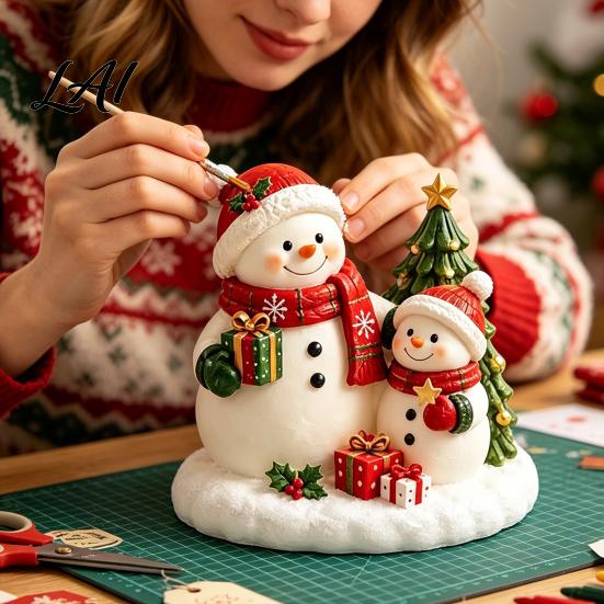 Festive Plaster Models for Painting DIY Christmas Kit Cute Xmas Tree House Santa Snowman Creative Art Projects Adults Figurine Craft Set Holiday
