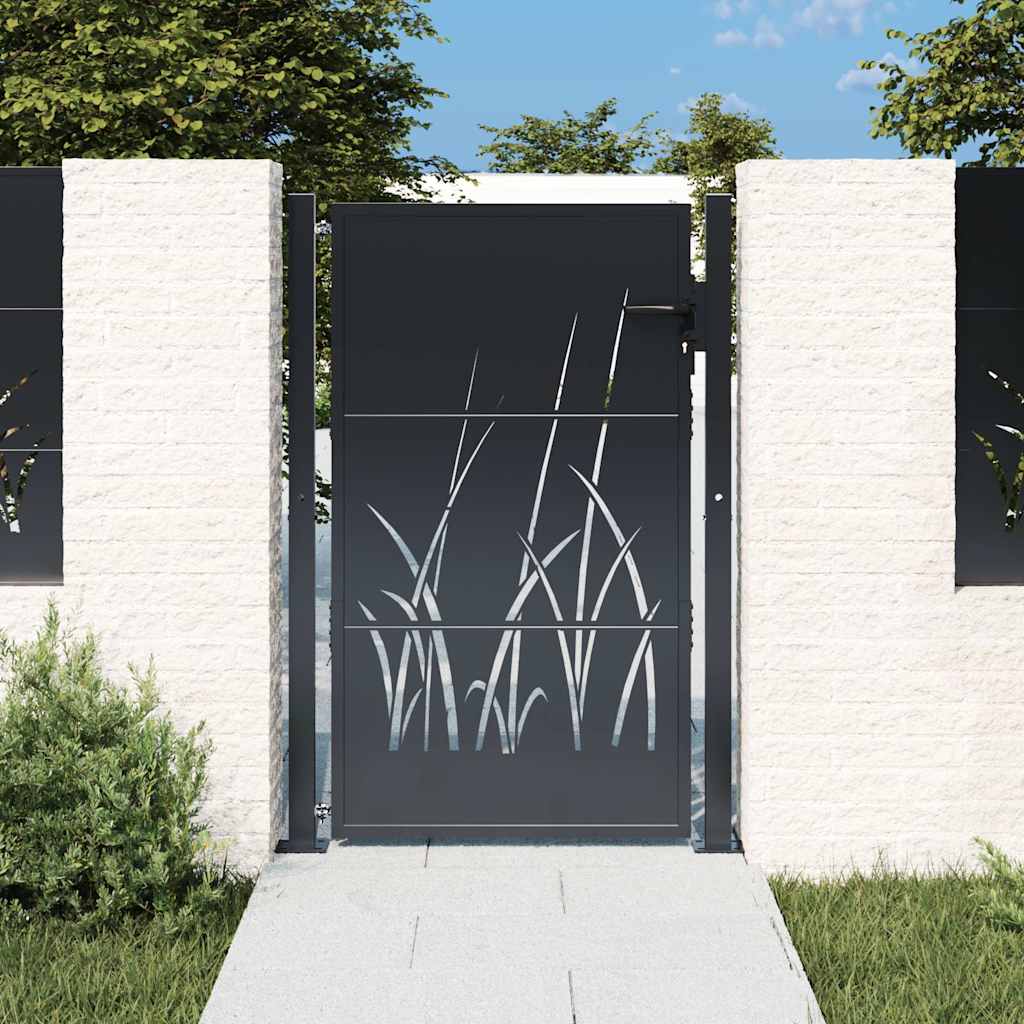 vidaXL Gartentor Anthrazit 100x150 cm Stahl Gras-Design