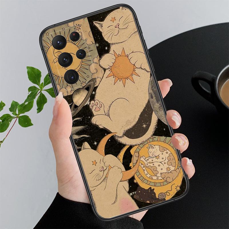 Чехол для телефона 'Лунная кошка' для Samsung Galaxy A55 A16 A56 A36 A23 A35 A15 A53 A54 A33 A34 A25 A05S A52 A52S A14 A13 A71
