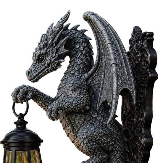 Настенный светильник Yousheng Solar Dragon, Винтажная смоляная уличная скульптура-светильник в виде дракона, Водонепроницаемый готический садовый фонарь для забора, двора, Декор на Хэллоуин