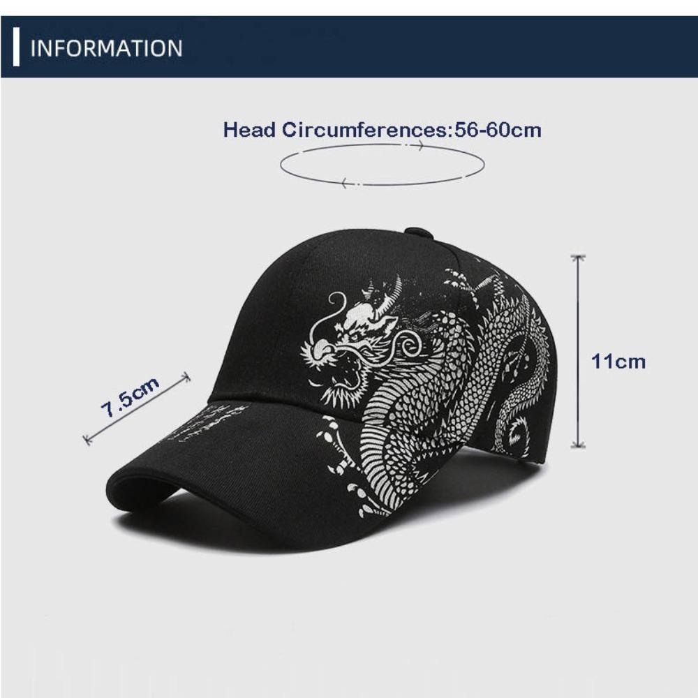 Adjustable Baseball Cap Dragon Totem Printing Hip Hop Hat Casual Snapback Hat Unisex