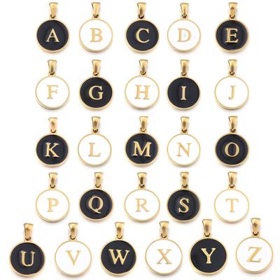 2 шт. Шармы-буквы из нержавеющей стали A-Z, круглые, эмалированные, алфавитные, односторонние подвески, фурнитура для DIY ожерелий, браслетов, бижутерии